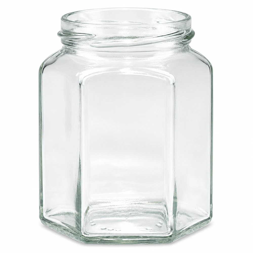 288ml hexaglas zonder deksel (TO63) UNiTWIST Zeshoekige inmaakpot UNiTWIST Hexa288 288ml TO63 transparant zonder deksel