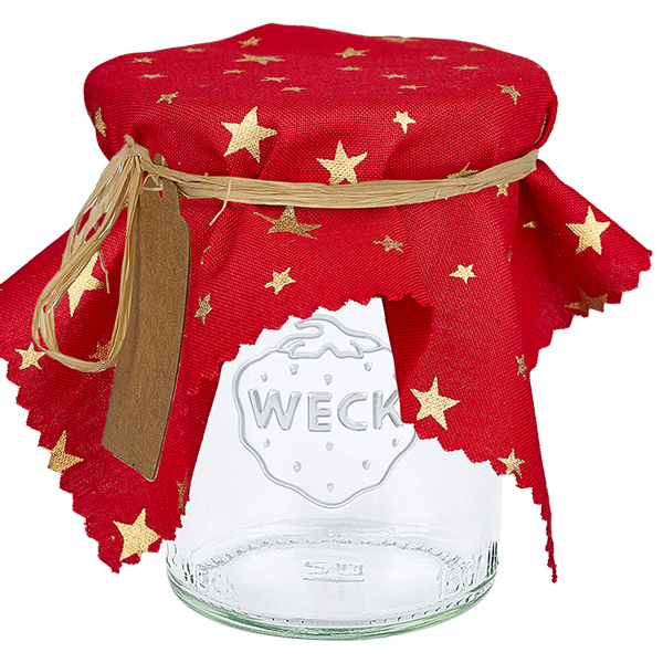 Stoffen doily sterren rood 150x150mm vierkant