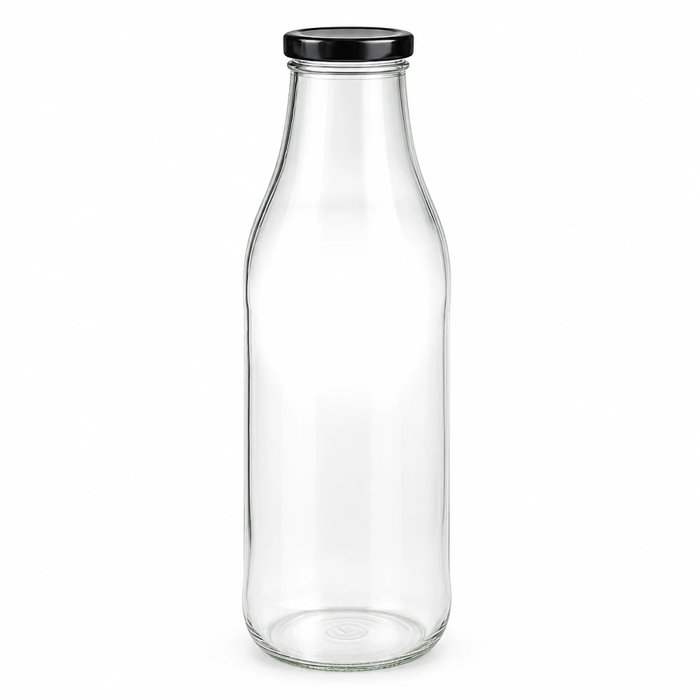 1000ml fles met BasicSeal deksel zwart UNiTWIST 1000ml glazen fles met zwart BasicSeal deksel UN-gecertificeerd voor levensmiddelen en dranken