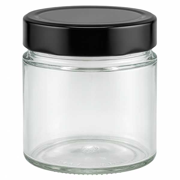 135ml rond glas met BasicSeal deksel zwart deep UNiTWIST