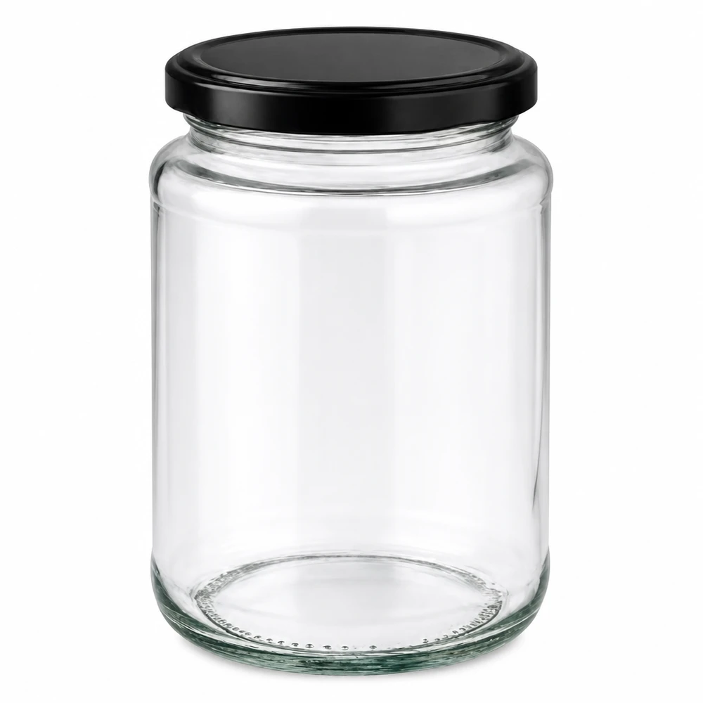 382ml rond glas met BasicSeal deksel zwart UNiTWIST 382ml ronde pot met zwart BasicSeal deksel lege transparante voorraadpot inmaakpot