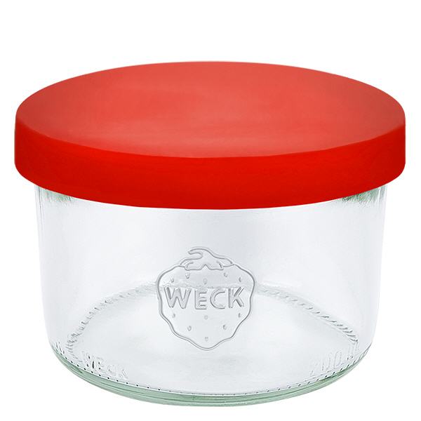 200ml stortglas WECK RR80 met siliconenhoes rood