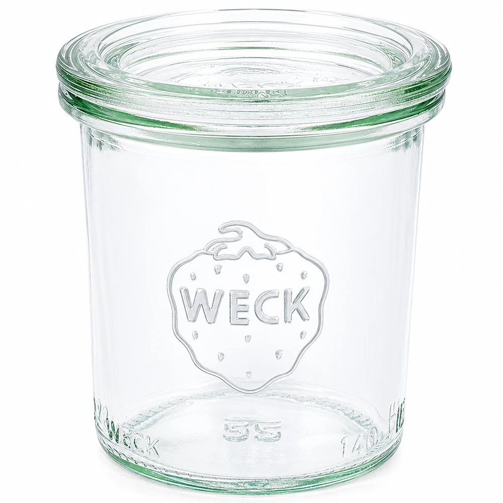 Glazen pot van 140 ml met glazen deksel WECK RR60 WECK 140ml RR60 trommels met glazen deksel transparante inmaakpot voor inmaken en bewaren