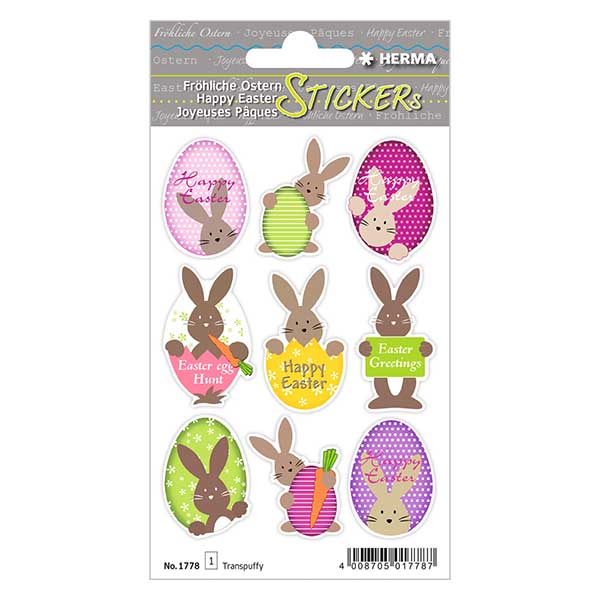 Paashaas stickers (9 transparante stickers)