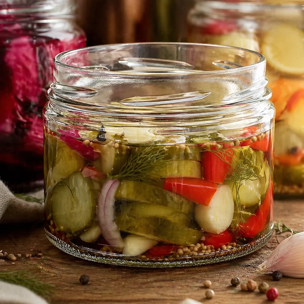 UNiTWIST Runda540 bekers 540ml TO100 met ingemaakte groenten komkommers paprika uien dille augurken