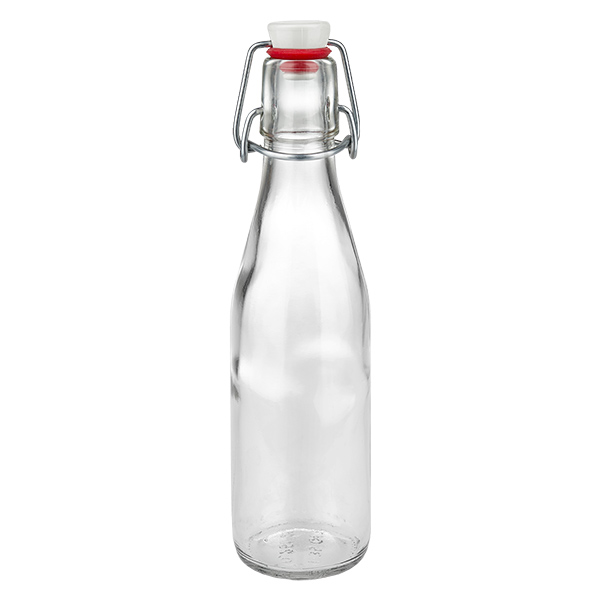 Glazen fles van 250 ml + zwenktop porseleinen UN...