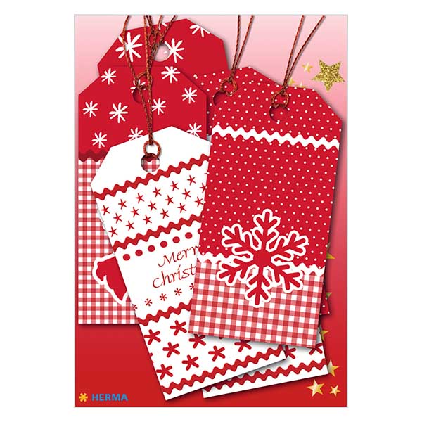 Label "White Christmas" (6 stuks) met glitter