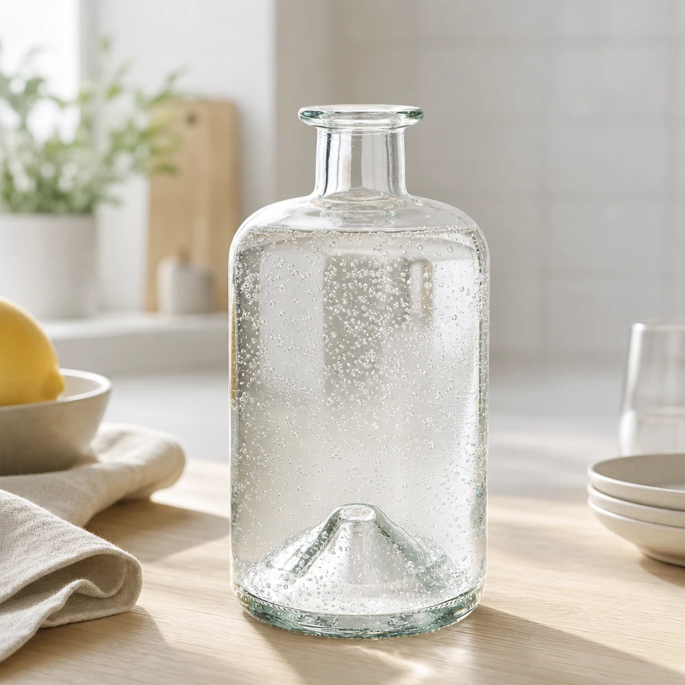 500 ml apothekersfles 500ml Glasflasche "Sofia" ohne Verschluss UNiTWIST zonder sluiting UNiTWIST® 500ml Glasflasche Sofia mit Sprudelwasser gefüllt moderne Küche Lifestyle Apothekerflasche transparent UNiTWIST