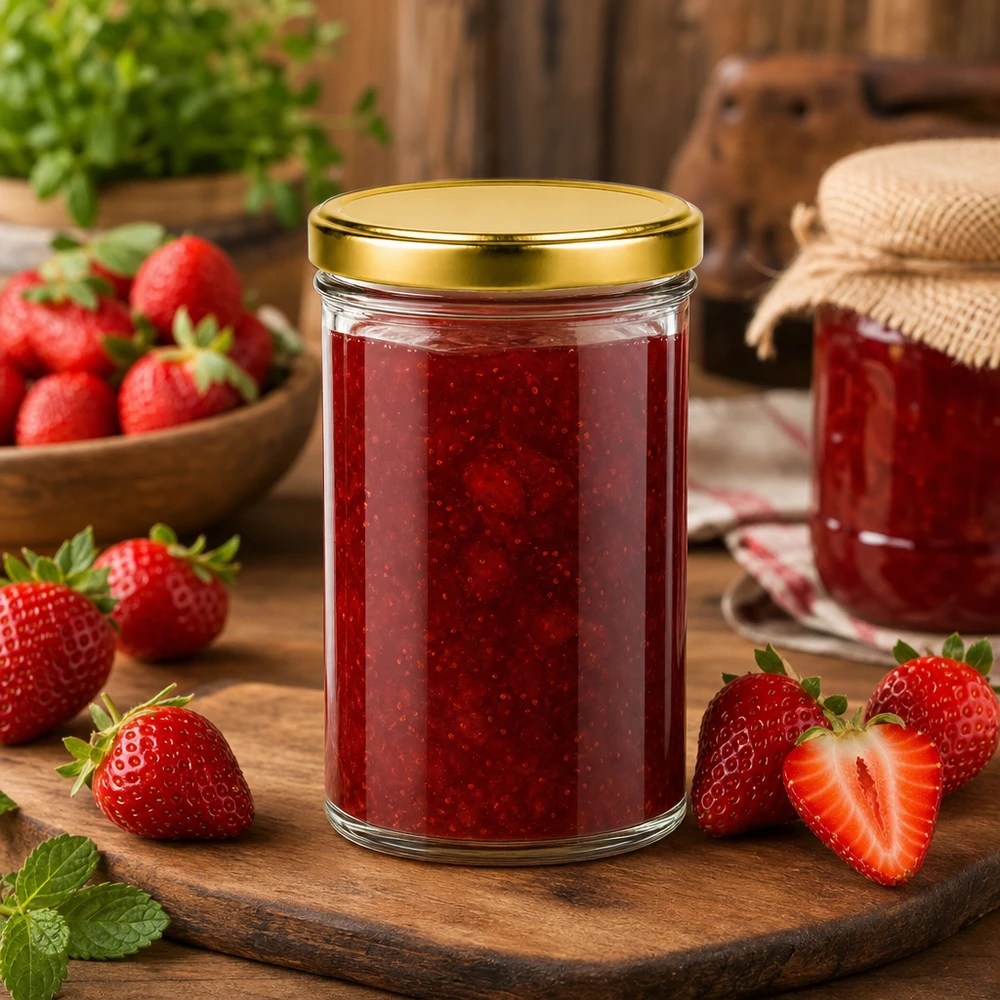 435 ml pot UNiTWIST gevuld met aardbeienjam is perfect voor zelfgemaakte jam