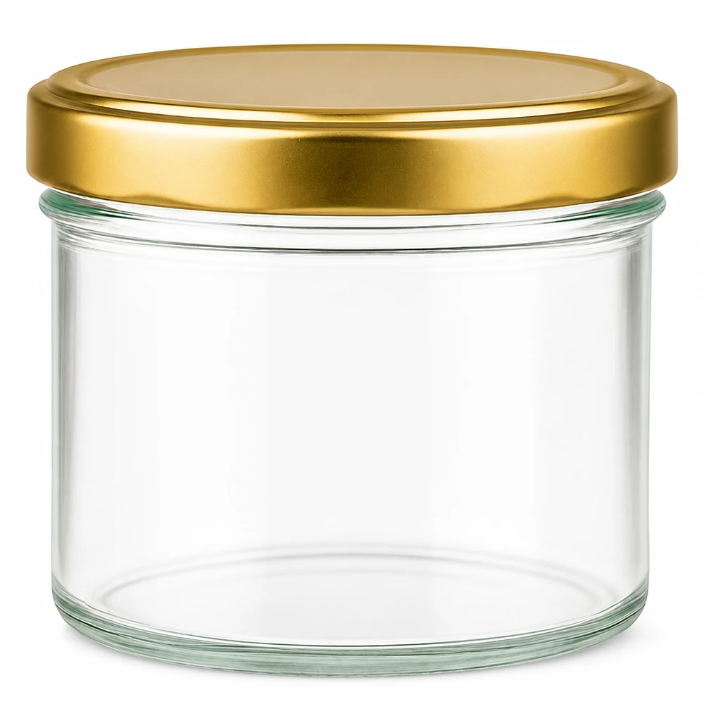 230ml cilindrische pot met BasicSeal deksel goud UNiTWIST 230ml cilindrische pot met gouden BasicSeal deksel lege transparante inmaakpot voorraadpot rond