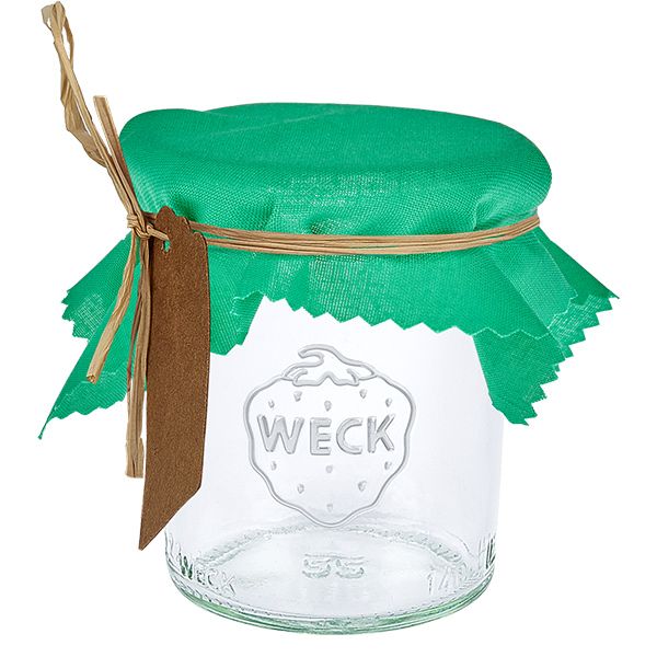 Stoffen lapje voor deksel groen 12cm hoekig Stoffen lapje voor deksel groen 12cm hoekig