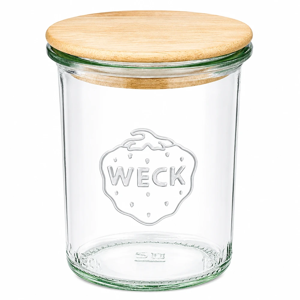 WECK 160ml RR60 mason jar met bamboe deksel Mason jar met houten deksel voor keuken en opslag