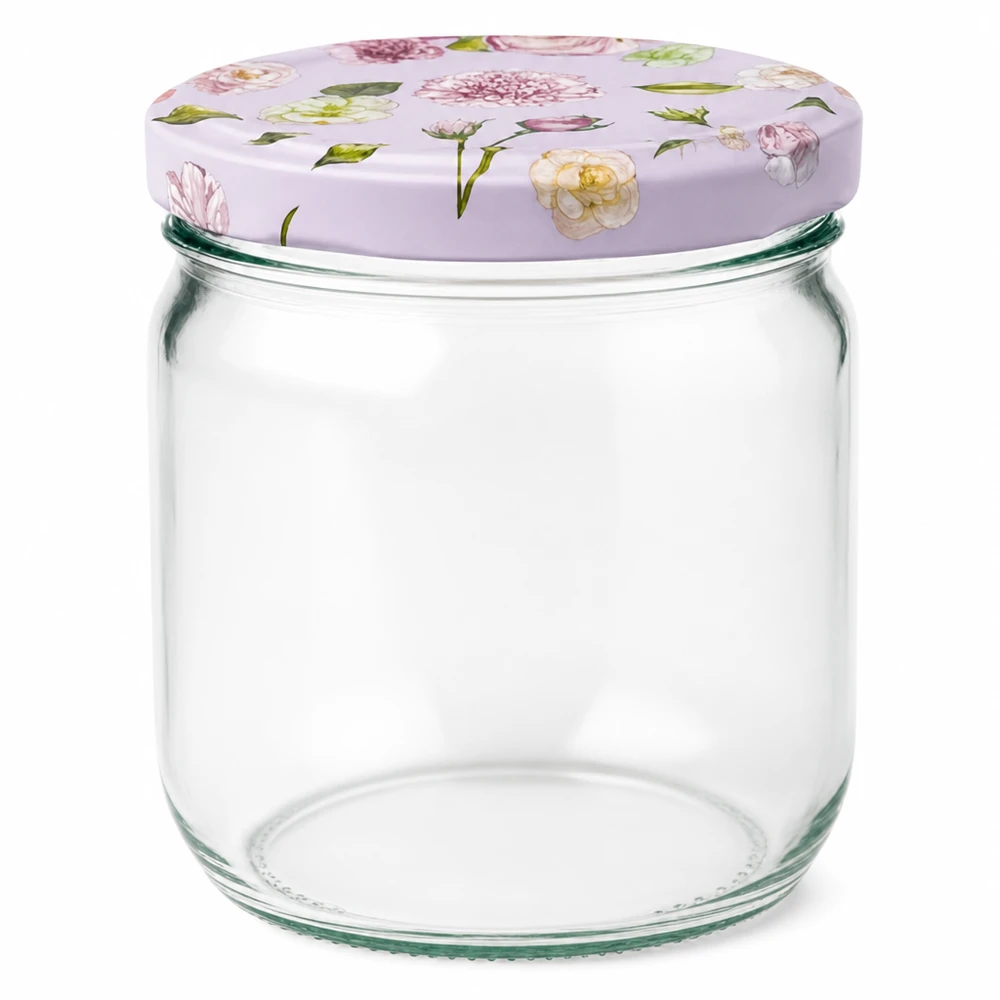 425 ml ronde pot + deksel BasicSeal roze bloem UNiTWIST