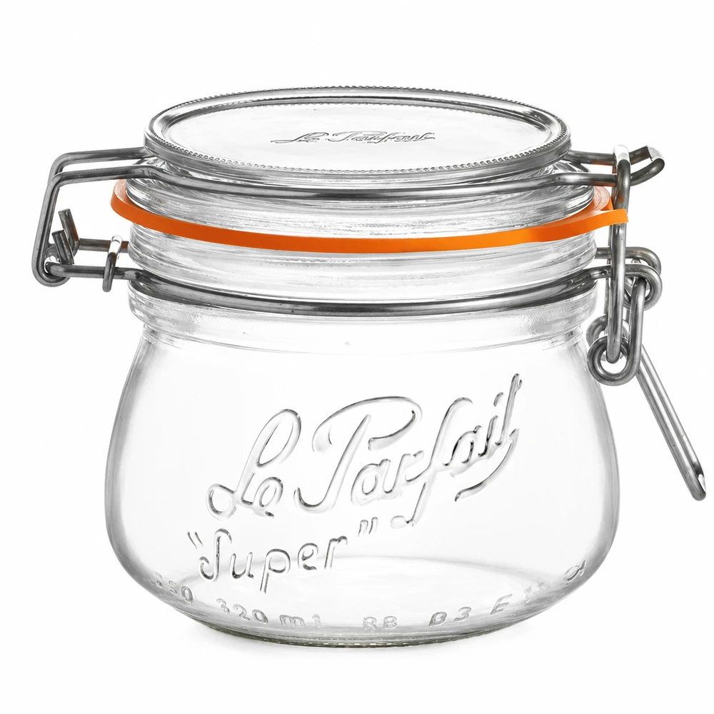 Le Parfait® pot 250 ml Ø70 mm voorraad 250ml Le Parfait Super voorraadpot met draaidop en rubberen afdichting van helder glas voor de keuken