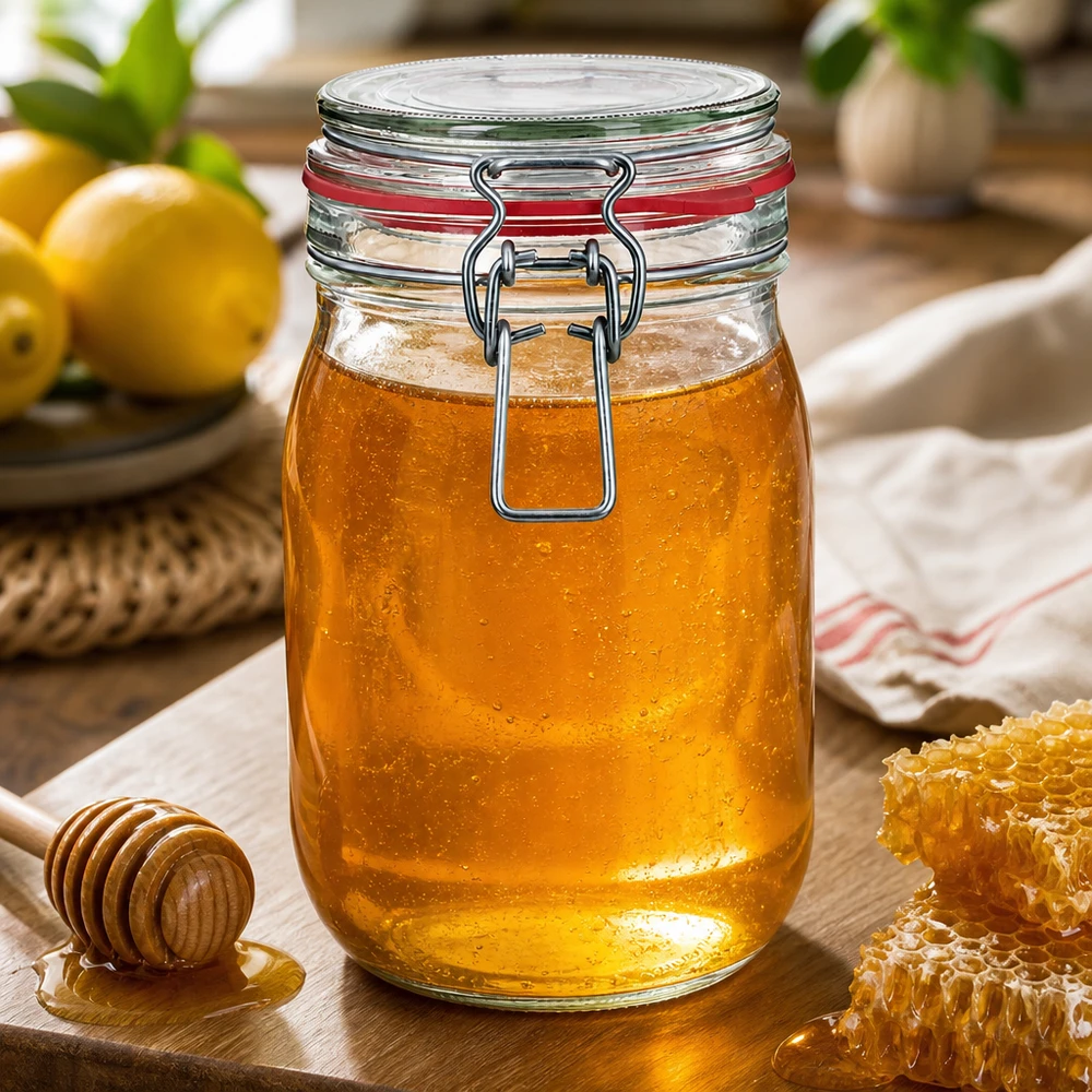 1140 ml voorraadpot met draaidop van hoogwaardig glas voor honing en jam