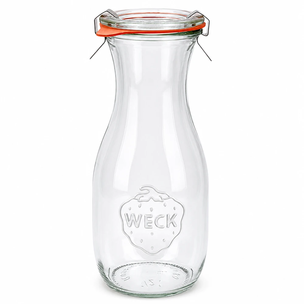 530 ml sapfles, compleet WECK RR60 WECK sapfles 530ml met glazen deksel en rubberen ring RR60 inmaakpot voor sappen en dranken