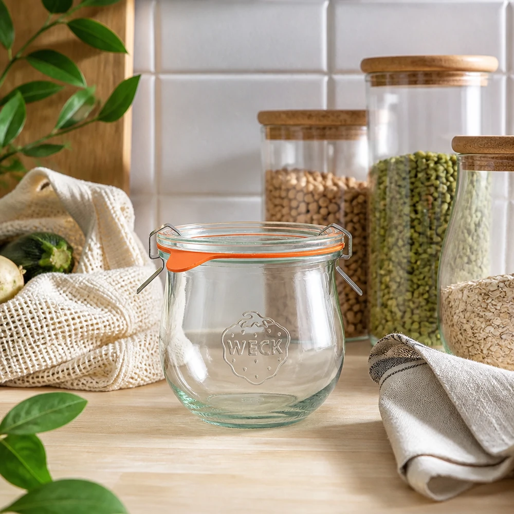 370ml tulpenglas compleet WECK RR80 WECK tulpenpot 370ml RR80 in duurzame keuken met voorraadpotten en milieuvriendelijke stoffen zakken