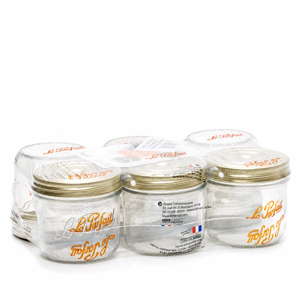 Le Parfait® Familia Wiss 500 g Ø100 mm pot Set van zes Familia Wiss bekers van 539 ml met 2-delig Le Parfait schroefdeksel in kunststof verpakking
