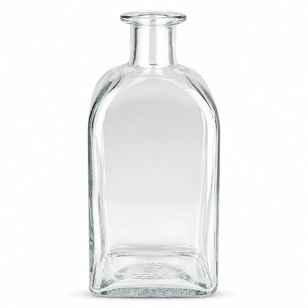 500 ml Apothekersfles Julia zonder sluiting UNiTWIST® 500ml glazen fles Julia zonder dop UNiTWIST transparant rechthoekig met korte hals voor sterke dranken en oliën