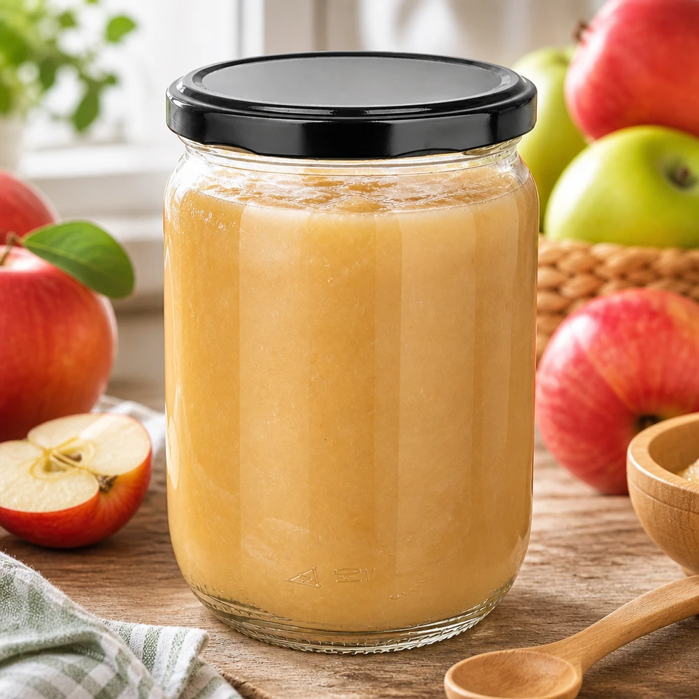 555 ml ronde glazen pot + BasicSeal-deksel, zwart, UNiTWIST 555 ml bewaarpot UniTwist met BasicSeal-deksel, ideaal voor het inmaken van appelmoes en jam