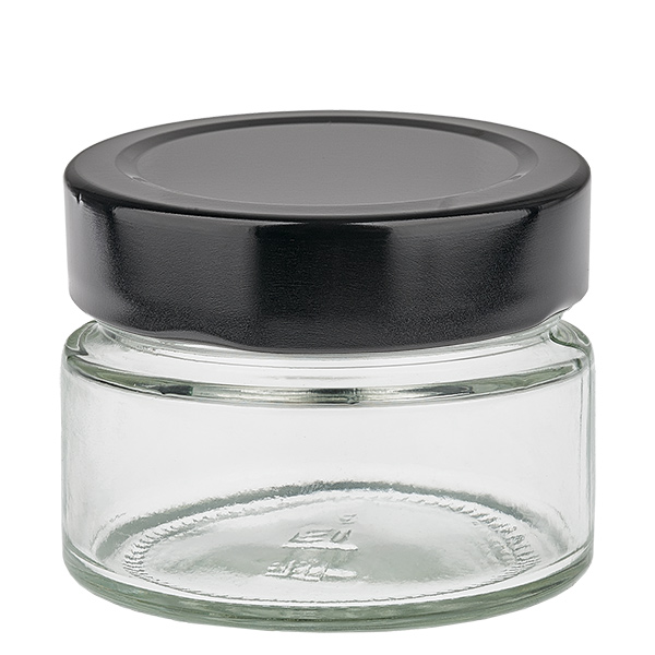 130ml rond glas met BasicSeal deksel zwart UNiTWIST 130ml rond glas met BasicSeal deksel zwart UNiTWIST