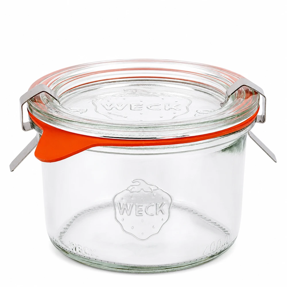 200ml stortglas compleet WECK RR80 WECK inmaakpot 200ml RR80 met glazen deksel en oranje rubberen ring Inmaakpot compleet