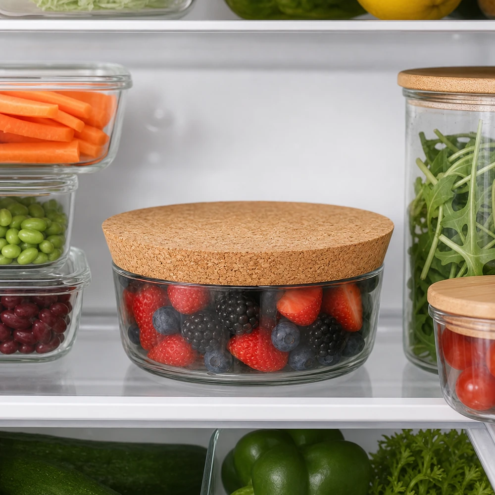 Kurk voor opening 94mm WECK RR100 (ø97/90, H=20mm) WECK RR100 Korken im Kühlschrank Frischhaltung Beeren Gemüse Salat luftdichte Aufbewahrung Naturkork 94mm Öffnung