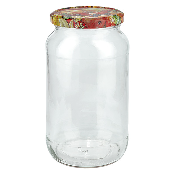 1062ml rond glas met BasicSeal deksel Fruit decor UNiTWIST