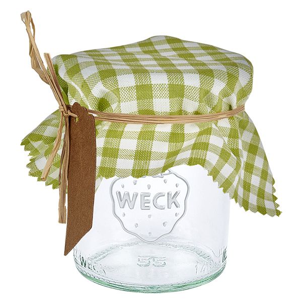 Stoffen lapje voor deksel groen geruit 12cm hoekig Stoffen lapje voor deksel groen geruit 12cm hoekig