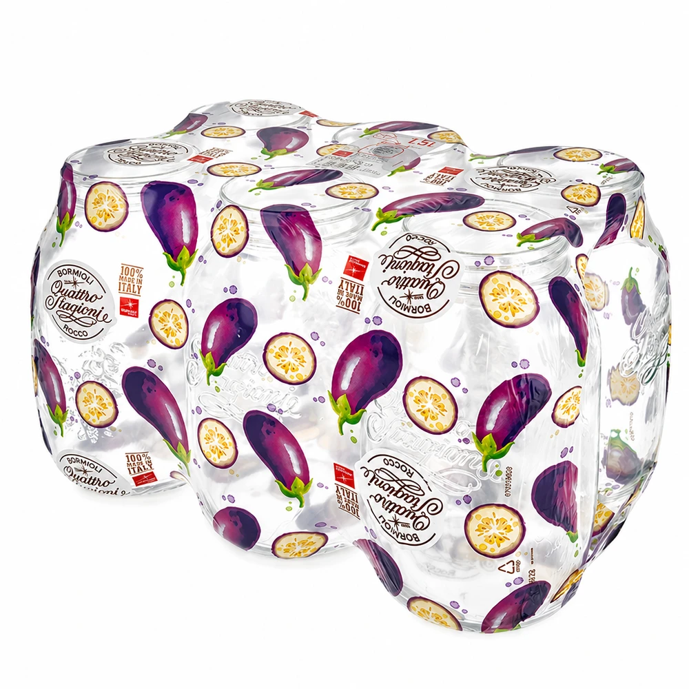 Quattro Stagioni 2L inmaakpot met deksel met aubergine motief - Italiaanse voorraadpot voor groenten en antipasti