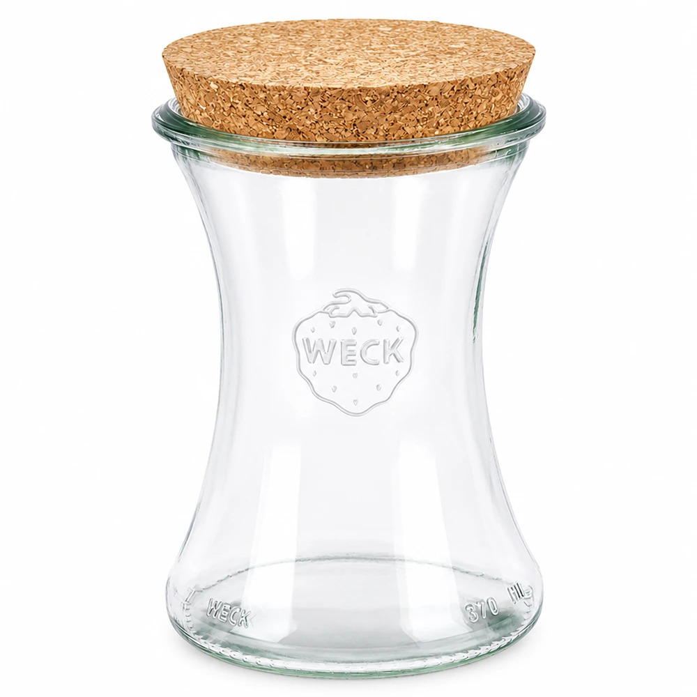 370ml delicatessenglas WECK RR80 met kurk WECK delicatessenpot 370ml RR80 met natuurkurk deksel van helder glas voor opslag