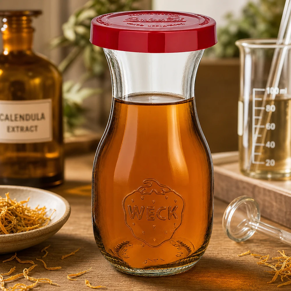 Hoogwaardige WECK glazen fles 290ml met BPA-vrije rode siliconen dop voor milieubewuste consumenten