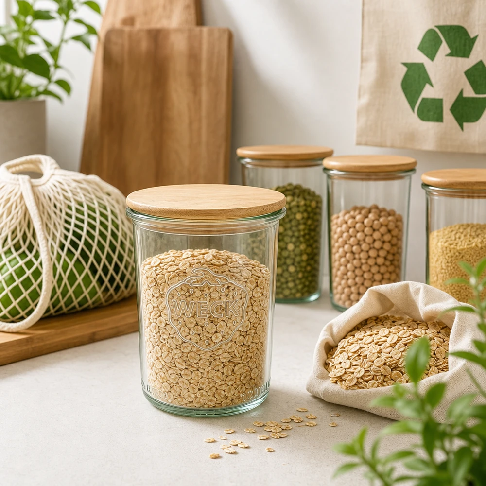 WECK 160ml RR60 houten deksel duurzame voorraadpot havermout peulvruchten zero waste keuken