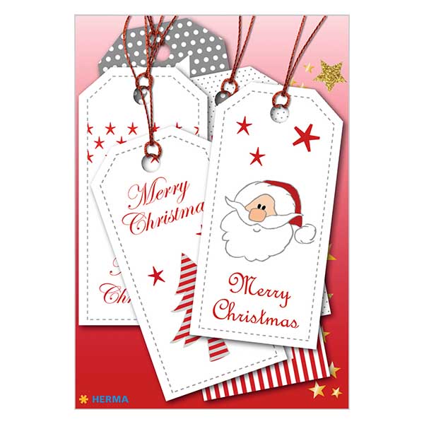 Label "XMAS" (6 stuks) met glitter