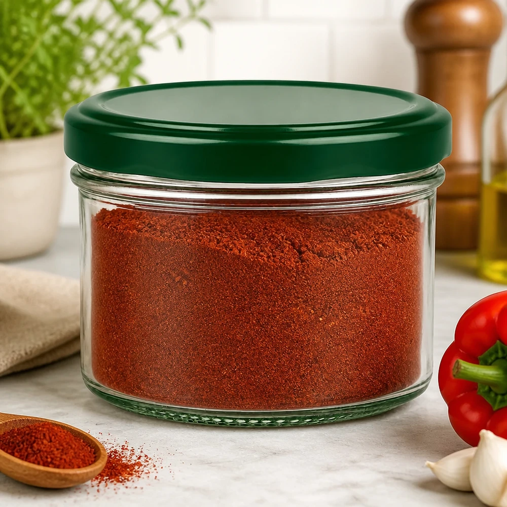 230ml cilindrische pot met BasicSeal deksel groen UNiTWIST Kruidenopslag in 230 ml cilindrische pot met groen deksel - ideaal voor paprika's en keukenkruiden