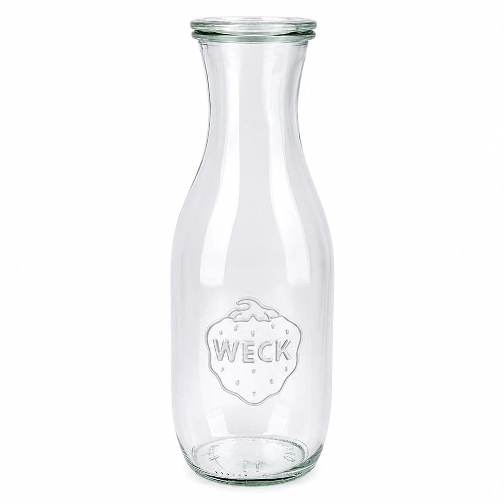 Sapfles van 1062 ml met glazen deksel WECK RR60 WECK sapfles 1062ml van glas met deksel RR60 transparante glazen fles voor het bewaren van sappen