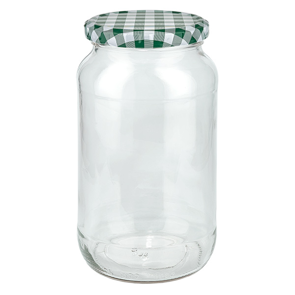 1062ml rond glas met BasicSeal deksel groen/wit UNiTWIST