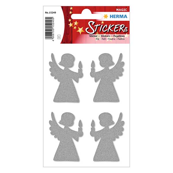 Vilten stickers "Engelen" (4 stickers met glitter) Vilten stickers "Engelen" (4 stickers met glitter)