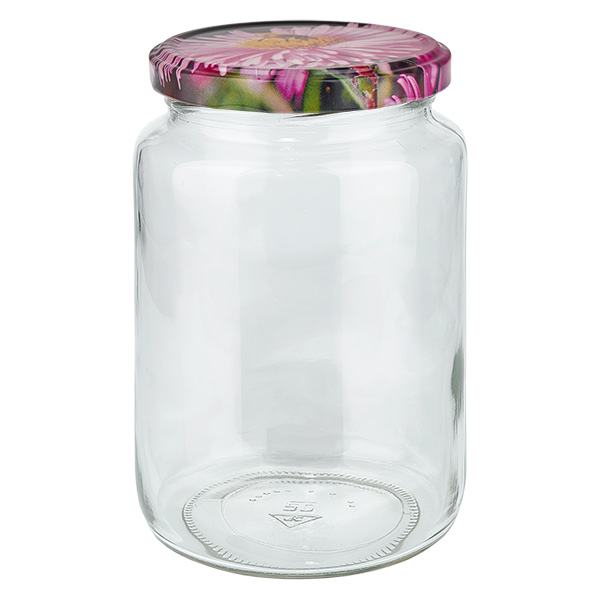 795ml rond glas met BasicSeal deksel Bloemen decor UNiTWIST
