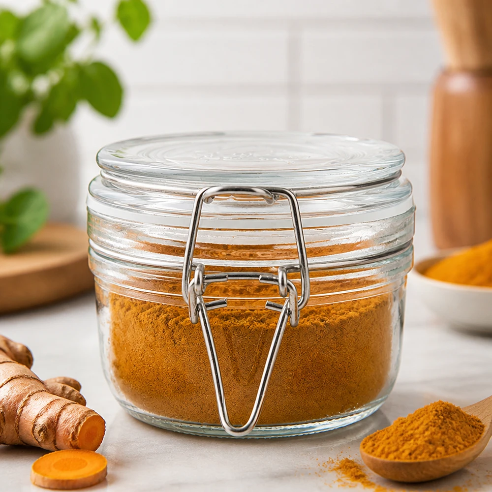 Klein voorraadpotje van 200 ml met draaidop, ideaal voor specerijen en kruiden in de keuken