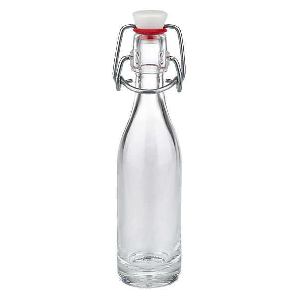 Glazen flesje 50ml + draaidop PVC UNiTWIST 50ml glazen fles met draaidop PVC UNiTWIST - kleine fles met metalen clip en witte kurk
