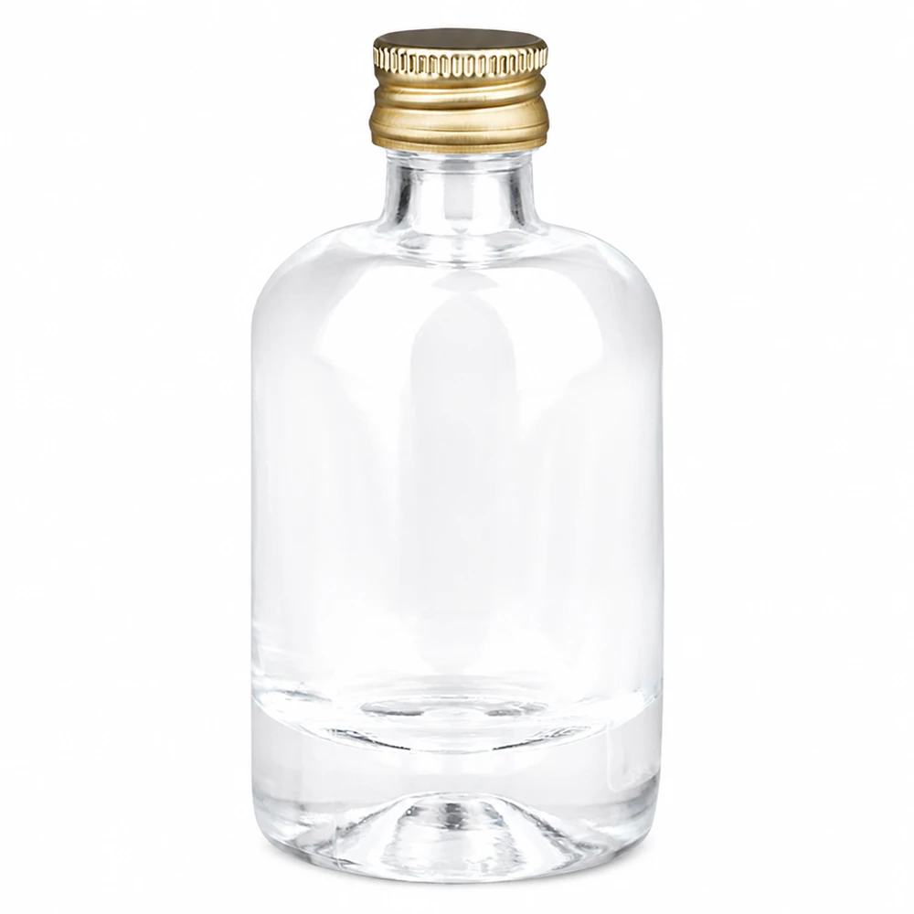 40 ml glazen fles Sara met schroefdop goud UNiTWIST® 40ml glazen fles Sara met gouden schroefdop UNiTWIST - kleine ronde fles transparant