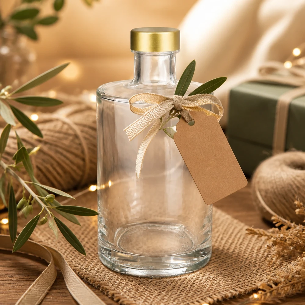 375 ml glazen fles Sam + schroefdop goud UNiTWIST® 375ml Glasflasche Sam leer mit Geschenkanhänger goldener Schraubverschluss UNiTWIST gemütliche Geschenkverpackung