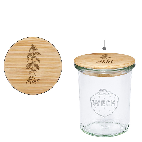 Houten dekselset "Mint" met WECK weckpot 160ml Houten dekselset "Mint" met WECK weckpot 160ml
