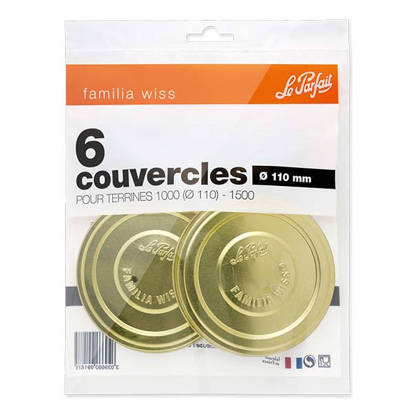 Le Parfait® Familia Wiss 6 deksels Ø110 mm Le Parfait® Familia Wiss 6 deksels Ø110 mm
