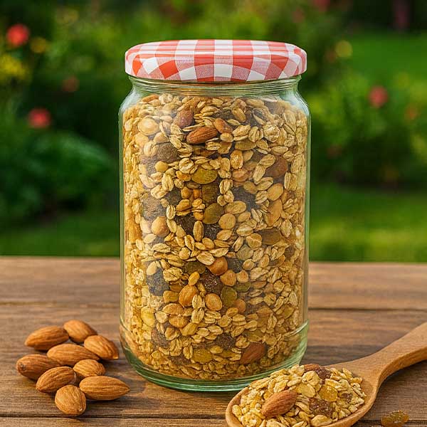 1062ml rond glas met BasicSeal deksel rood/wit UNiTWIST