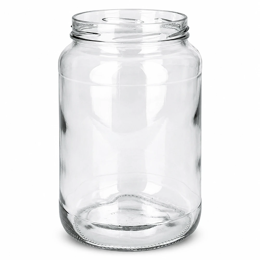 1700ml rond glas zonder deksel (TO100) UNiTWIST Lege UNiTWIST Runda1700 tuimelschalen 1700ml TO100 inmaakpot transparant zonder deksel op witte achtergrond