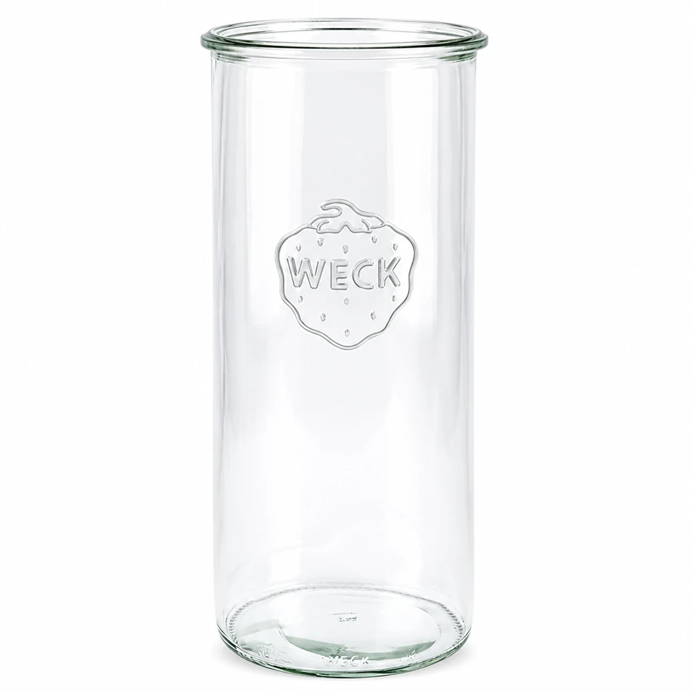 WECK RR100-pot van 1500 ml WECK beker 1500ml RR100 transparant met reliëflogo en ronde bodem voor bewaren en opbergen