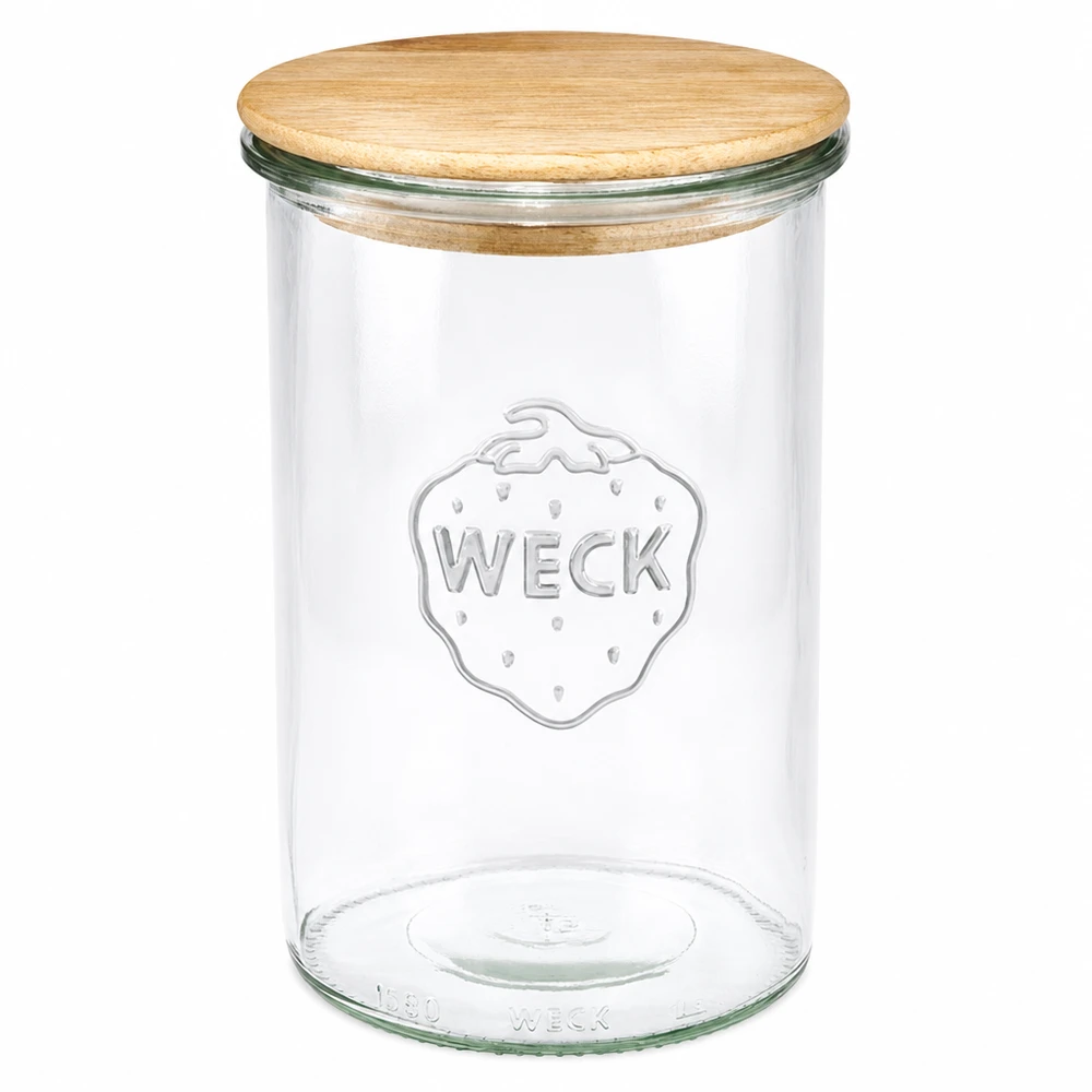 WECK 1000ml RR100 mason jar met houten deksel gemaakt van eikenhout transparante lege mason jar voor opslag