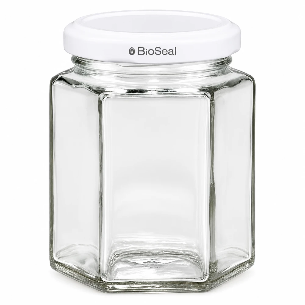 196ml hexaglas met BioSeal deksel wit UNiTWIST 196ml hexaglas met BioSeal deksel wit UNiTWIST